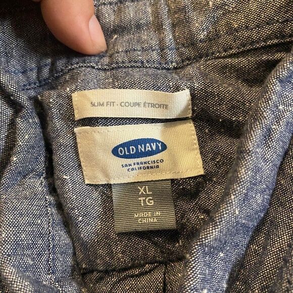 Old Navy slim fit men's casual grey button down long sleeve shirt size XL - Picture 8 of 8